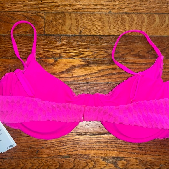 NWT Good American Hot Pink Swim Suit Top with waffle print Size X-6 MSRP 59 - Picture 4 of 4